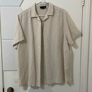 ASOS Design - Relaxed Fit Linen Shirt with Rever Collar